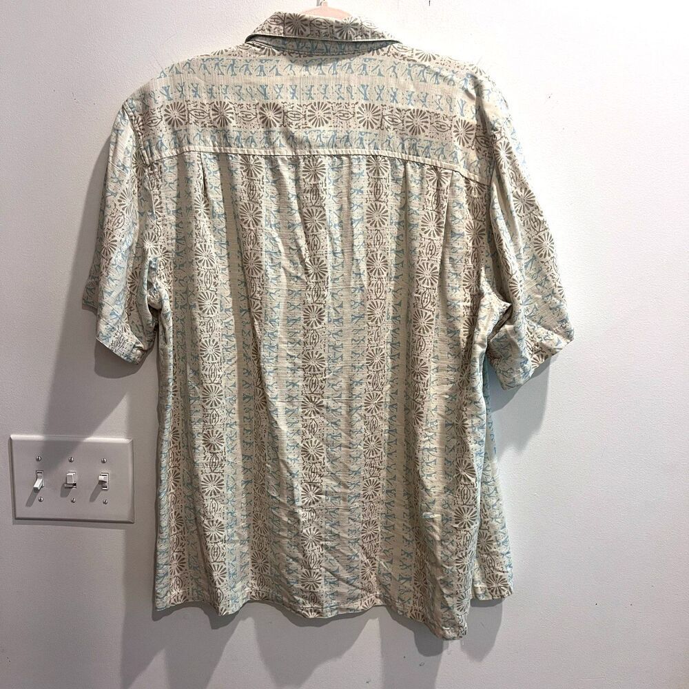 Island Republic Vintage Collection Men Beige Hawaiian Shirt XL Silk Short Sleeve - Picture 5 of 8